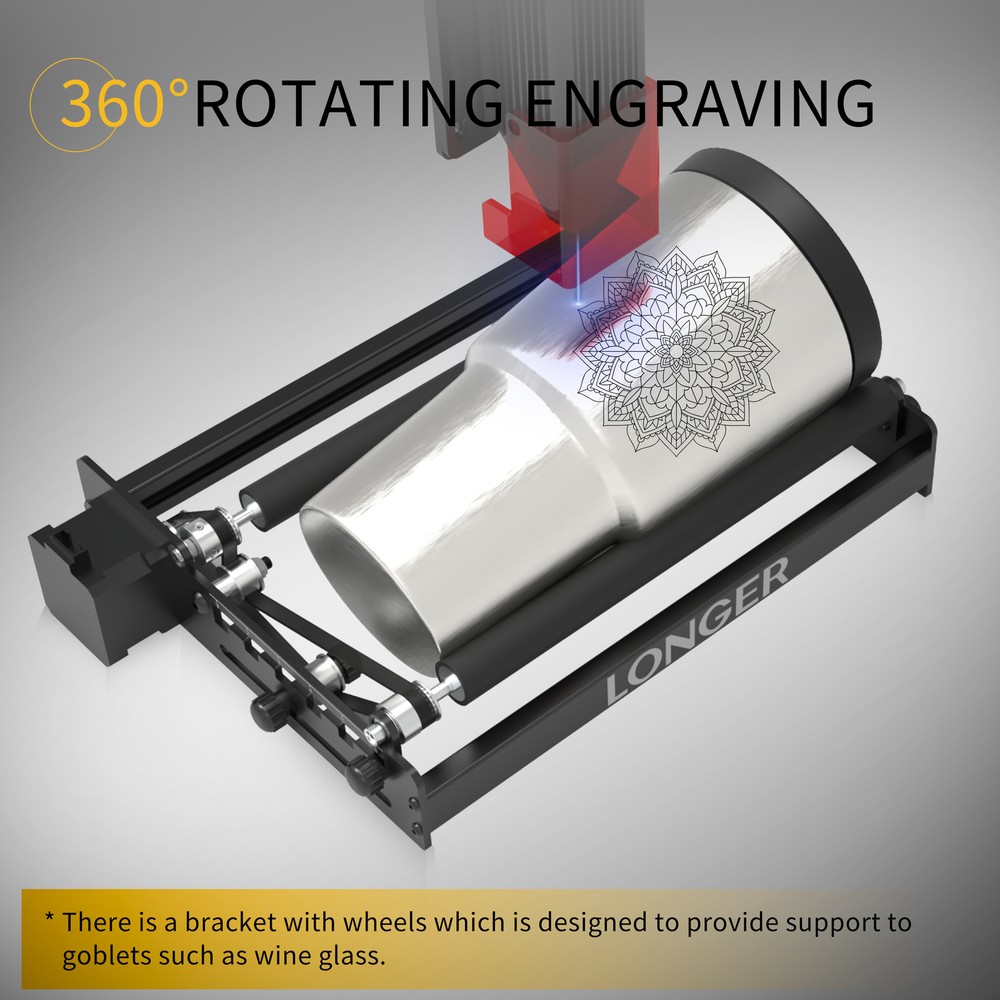 LONGER Laser Rotary Roller 360° Rotation for Laser Engraver Cylindrical Objects