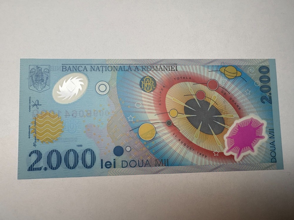 Romania 2000 Lei 1999 (Solar Eclipse Commemorative) Polymer Banknote Pick #111
