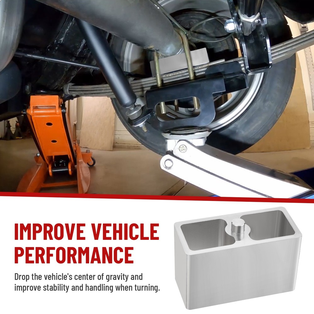 Universal 4” Leaf Spring Lowering Block Kit with U-Bolt & Installation Hardware