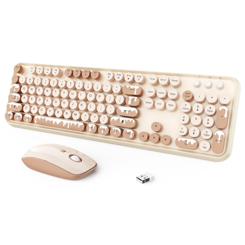 Wireless Keyboard and Mouse Combo, 2.4 GHz Wireless Full-Sized Typewriter Key...