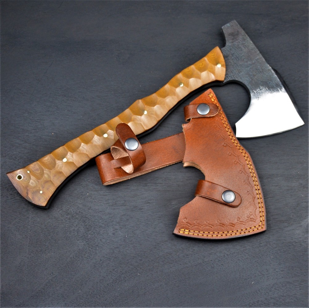 Handforged Full Tang Tomahawk, Camp Axe, Functional Bushcraft Hawk with Sheath