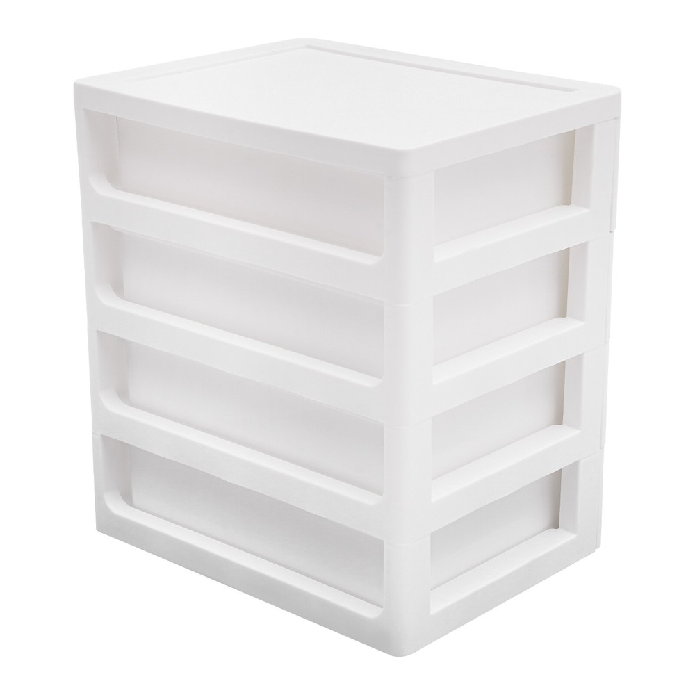 Stylish White Desk Organizer with 4 Drawers - Space-Saving Storage Solution