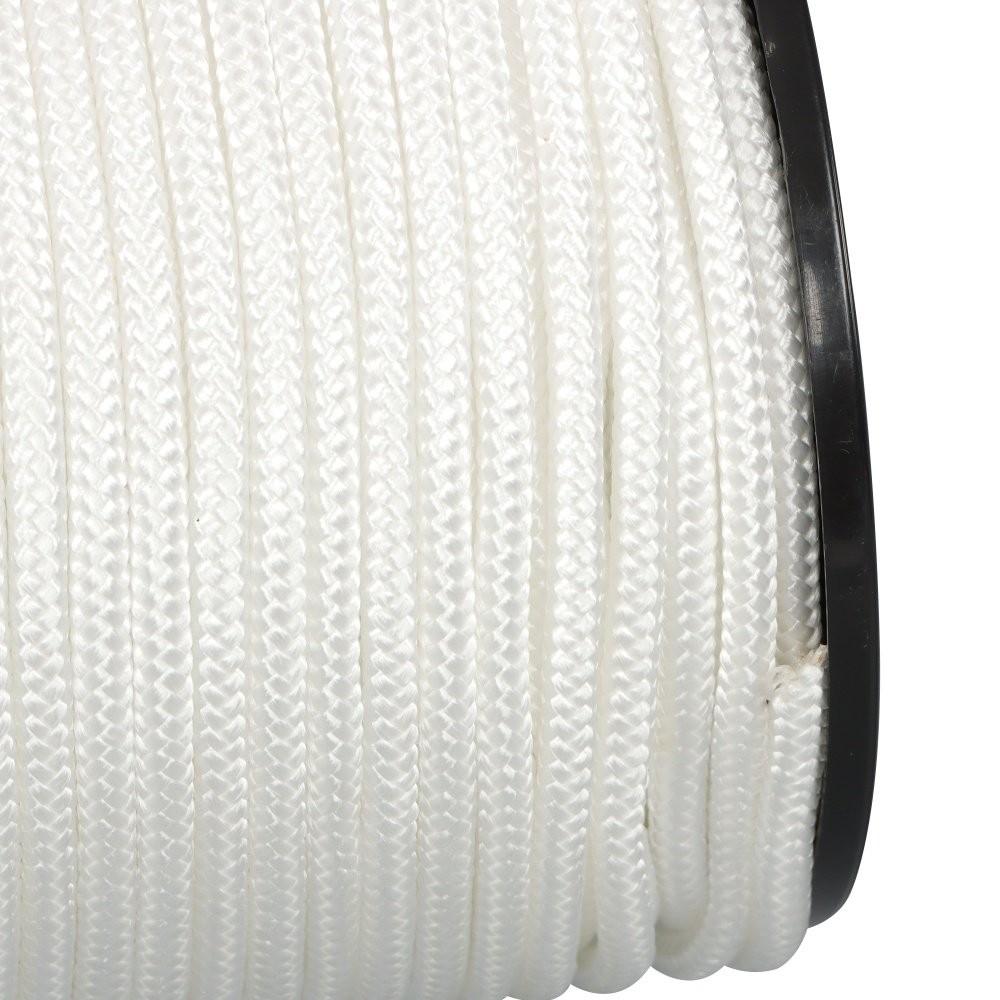 Multipurpose White Nylon Rope Sturdy Spool Solid Braid Knot Rope 1/4" × 5250'