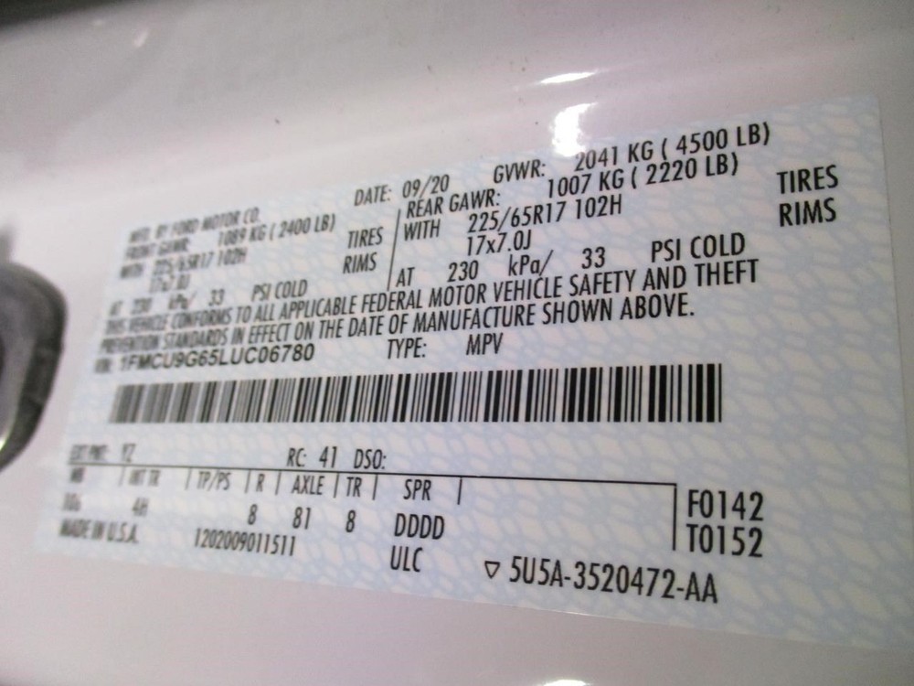 Ford Escape 2020 Headrest Used 9476