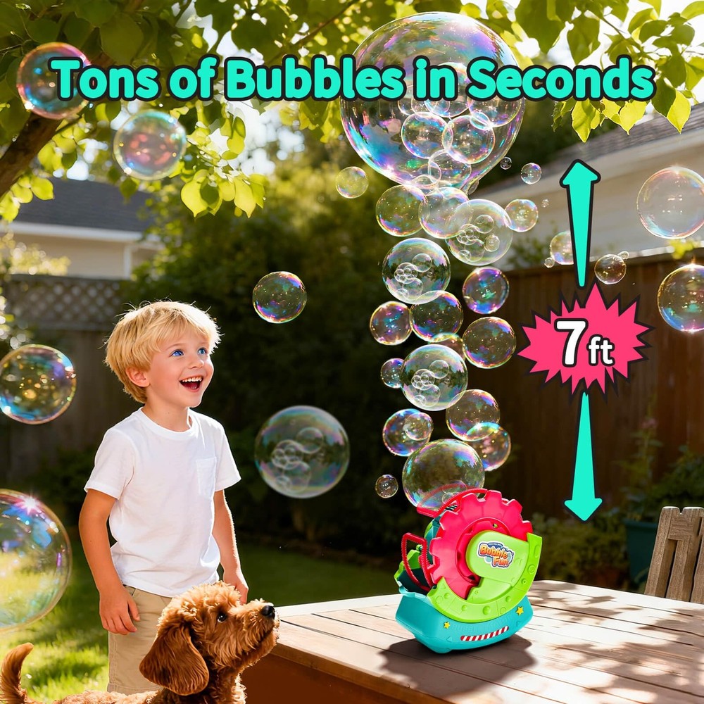 Bubble Machine for Toddlers & Pets, with 8oz Safe Solution, Extra Large & Bub...