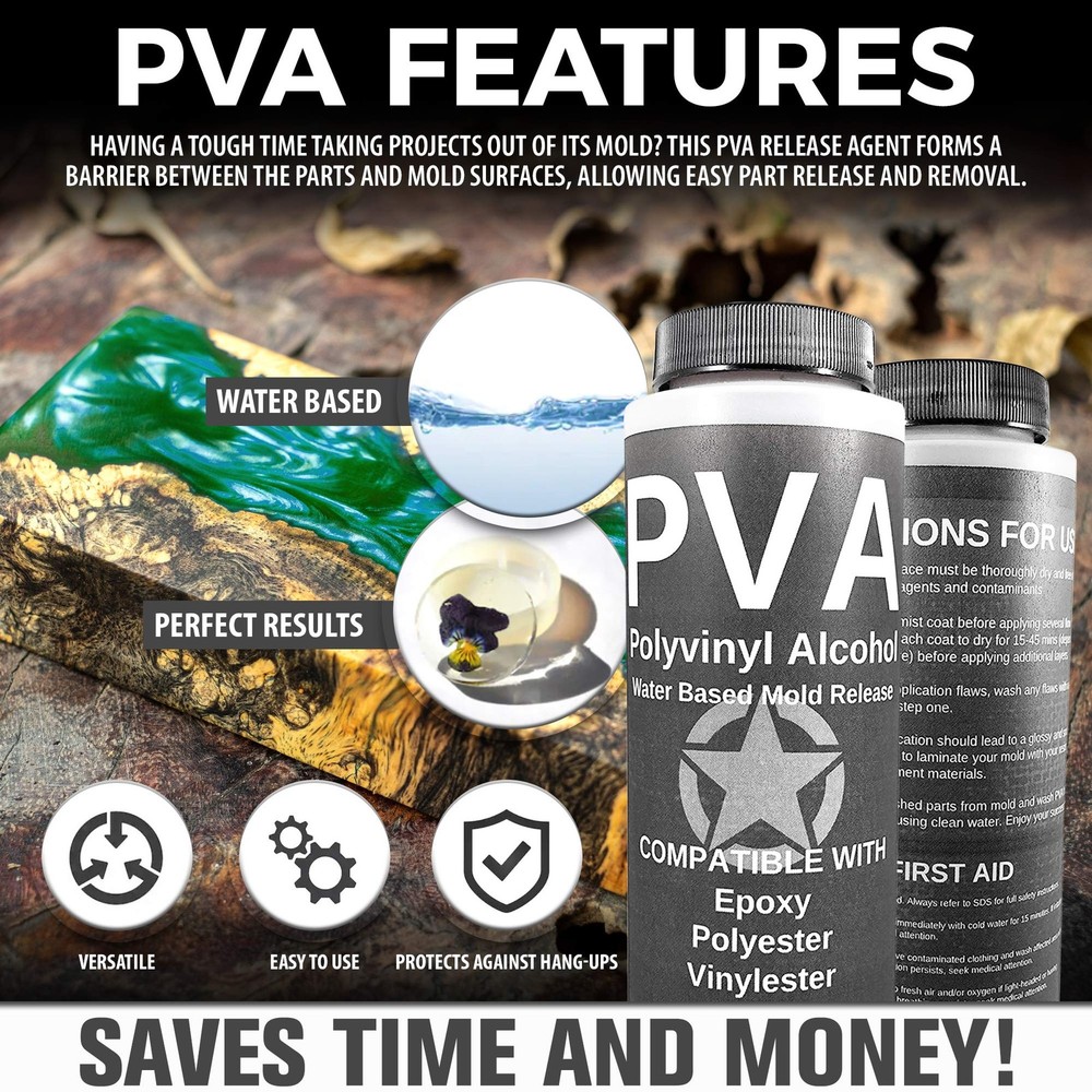 PVA Water Based Mould Release - Polyvinyl Alcohol Agent for Epoxy, Polyester,...