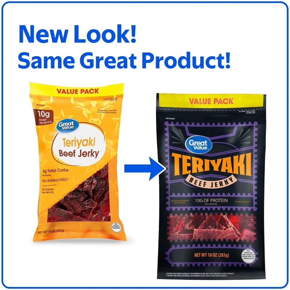 Great Value Teriyaki Beef Jerky Value Pack, 10 oz NEW