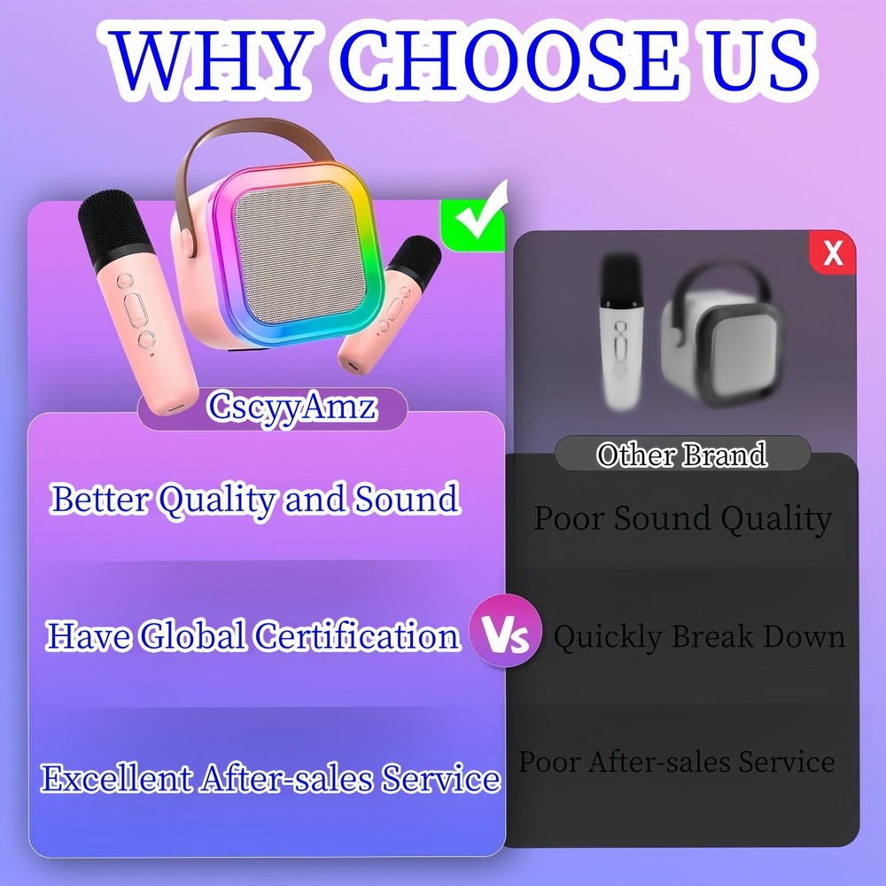 Portable Bluetooth Speaker Karaoke Machine System +Microphone Party Light /Strap