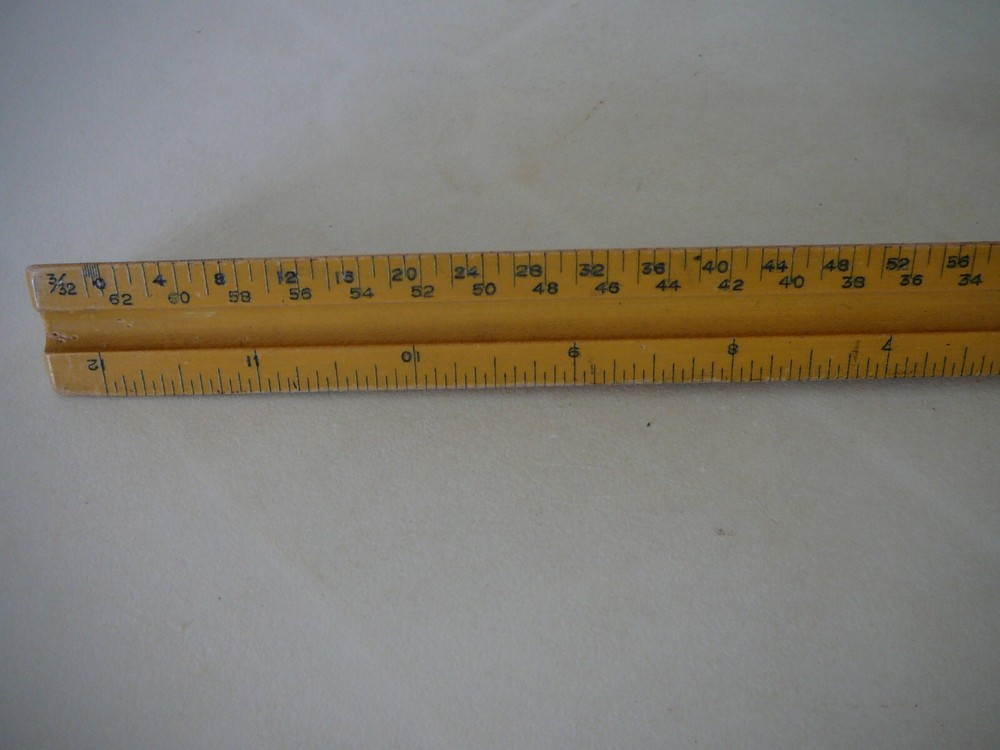 DIETZGEN 31626 ENGINE DIVIDED TRIANGULAR WOODEN RULER
