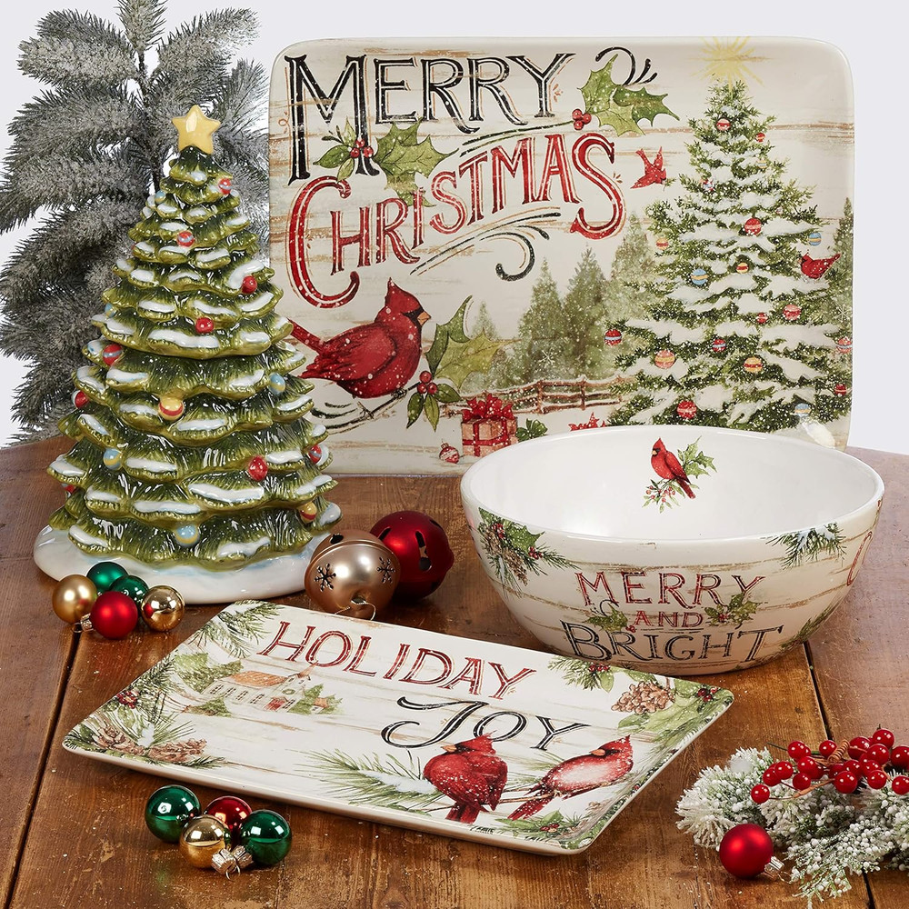 Evergreen Christmas Rectangular Platter