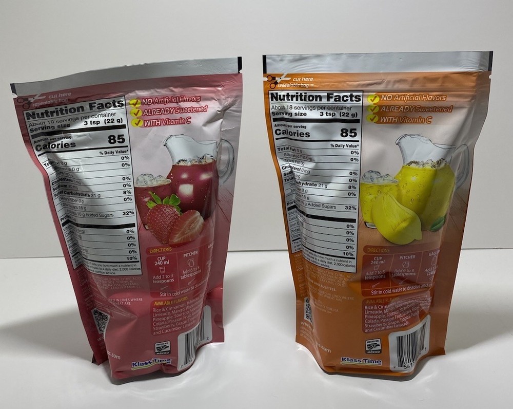 2 PACK KLASS Mango And Strawberry NATURALLY FLAVORED DRINK MIX 14 OZ EACH