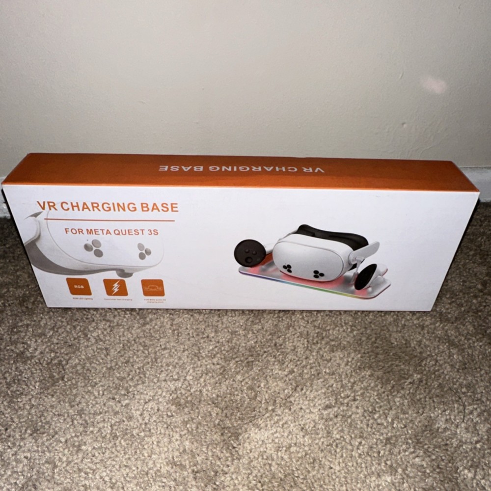 Kinwin Charging Dock for Meta Quest 3S/3 Headset Controller White Orange USB