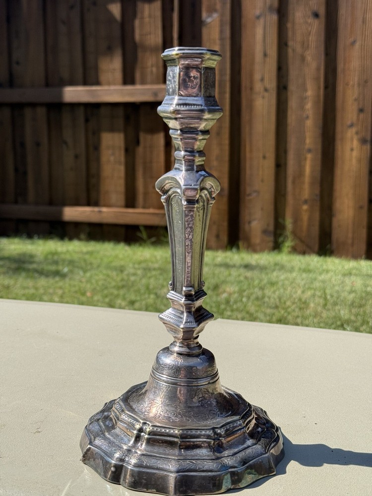 Antique Louis XIV Silvered Bronze Candlestick