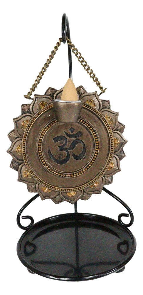 Ebros Buddhism Mandala Ohm Symbol Medallion Disk Backflow Incense Cone Holder