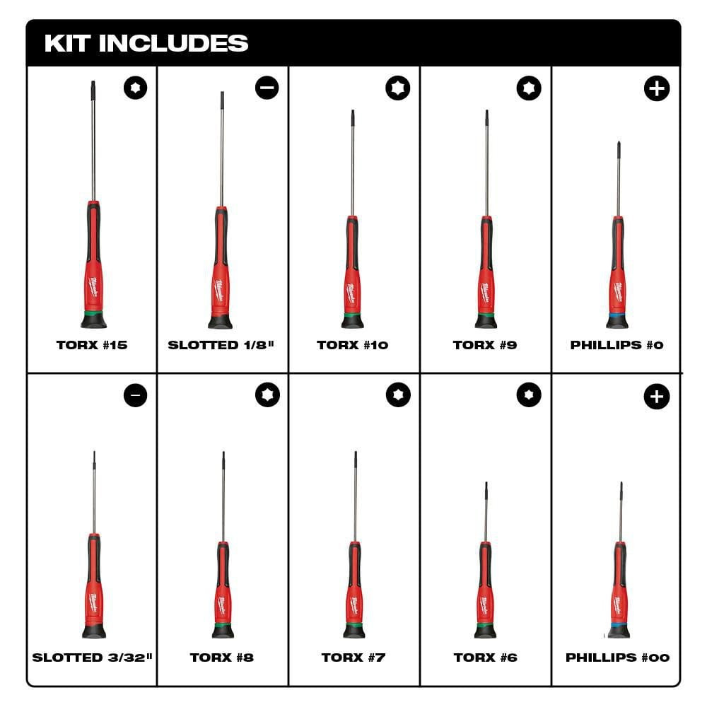 Milwaukee 10Pc Precision Screwdriver Set