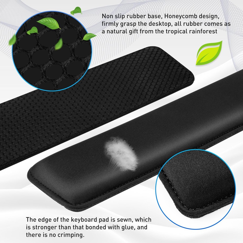 Keyboard Wrist Rest/Pad - Cooling Gel - Stitched Edges - Keyboard Accessory,E...