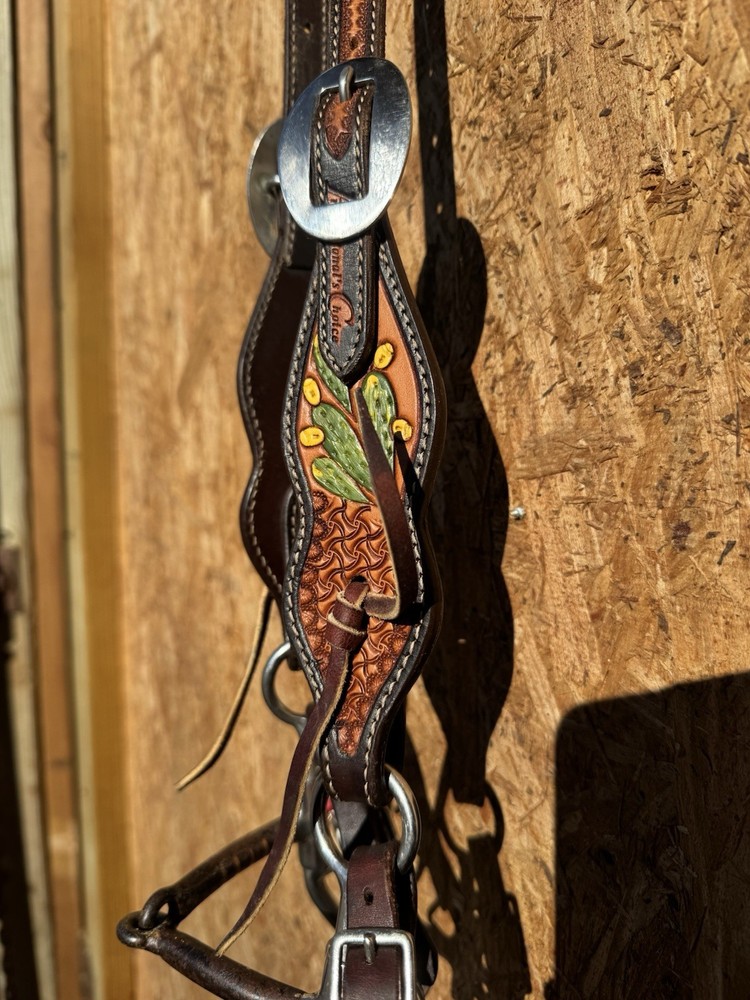 USED PROFESSIONALS CHOICE CACTUS HEADSTALL WITH ARGENTINE SNAFFLE BIT