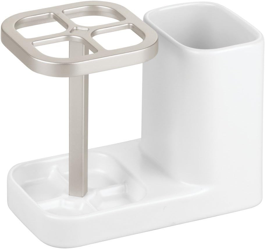 iDesign Sedona Ceramic Toothbrush & Toothpaste Holder for Bathroom