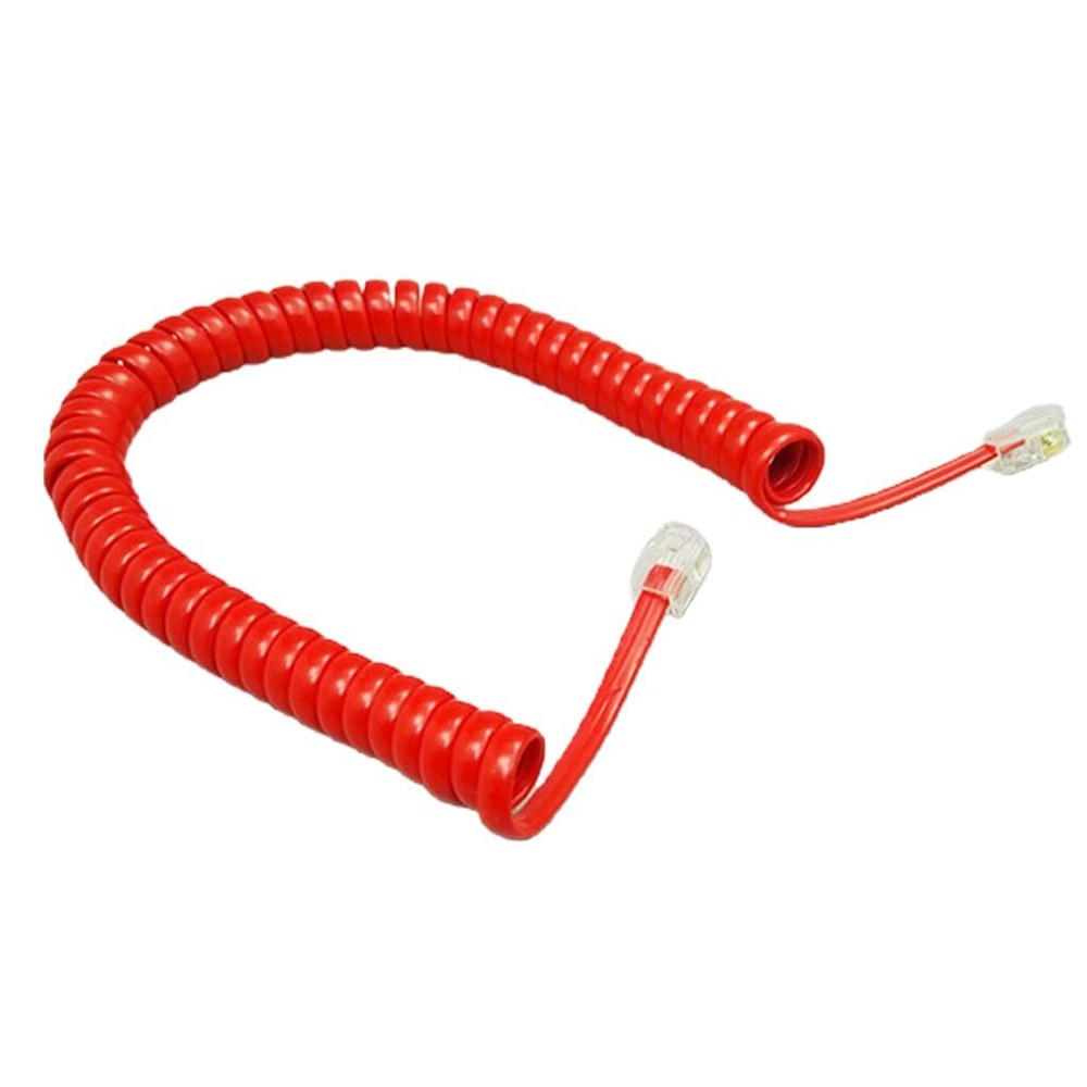 6Ft Four-core Telephone Handset Cable Cord Modular Coiled Black/Red/White