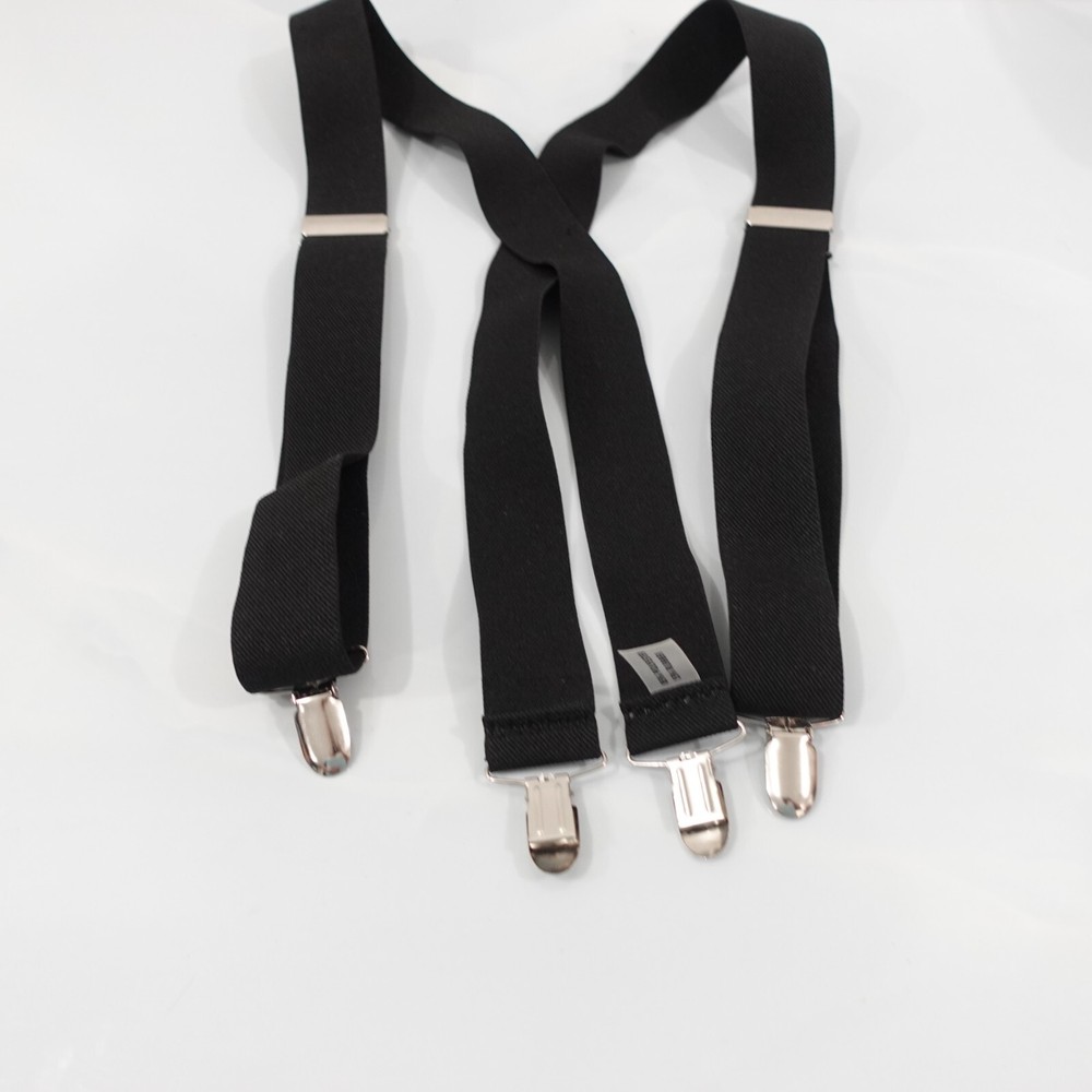 Suspender Junior Teens Black Clip On X Back Formal Adjustable Strap Stretch