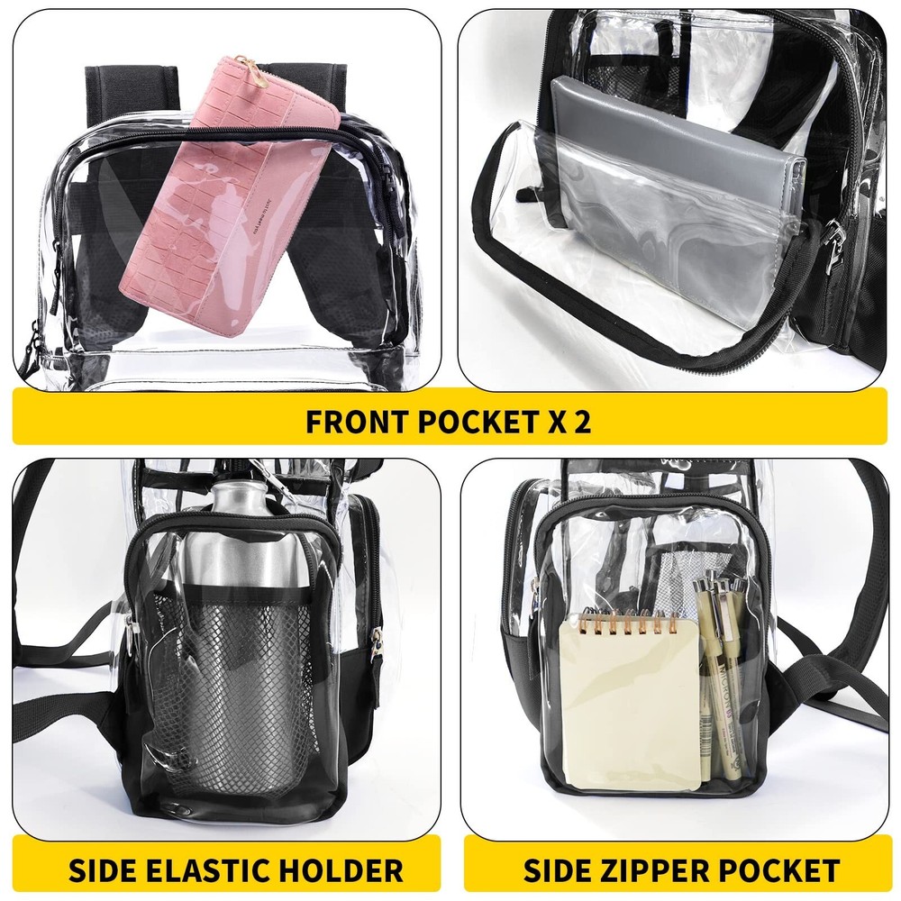 Vorspack Clear Backpack - Transparent Backpack with Reinforced Bottom & Multi...