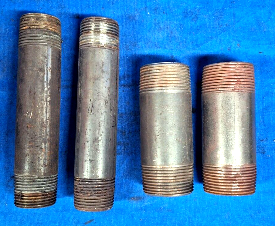 PIPE NIPPLE DOUBLE END THREAD ASSORTED LOT OF 4