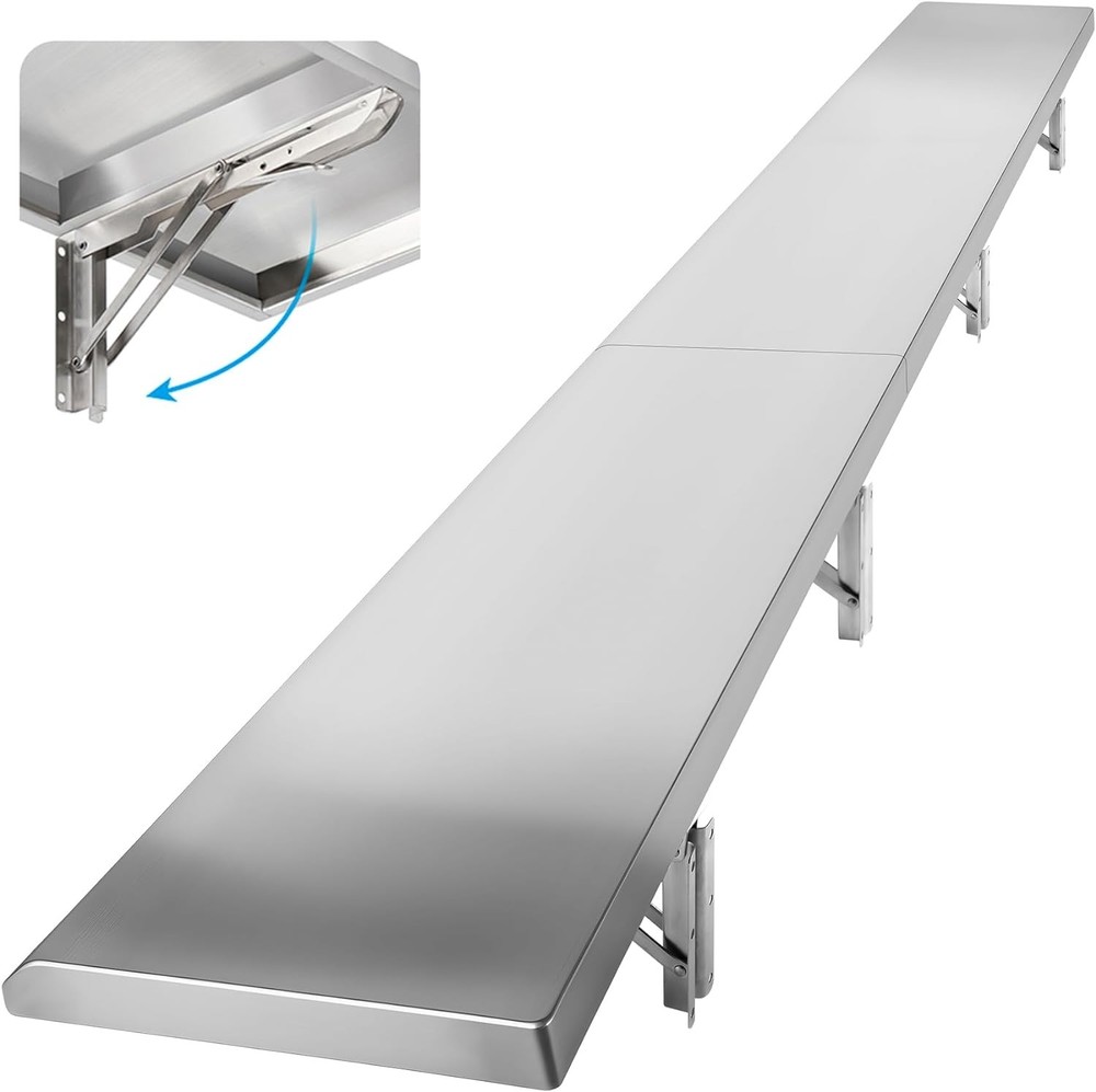 Folding Concession Shelf 72" x 12", Drop Down Concession Serving Window, Stai...