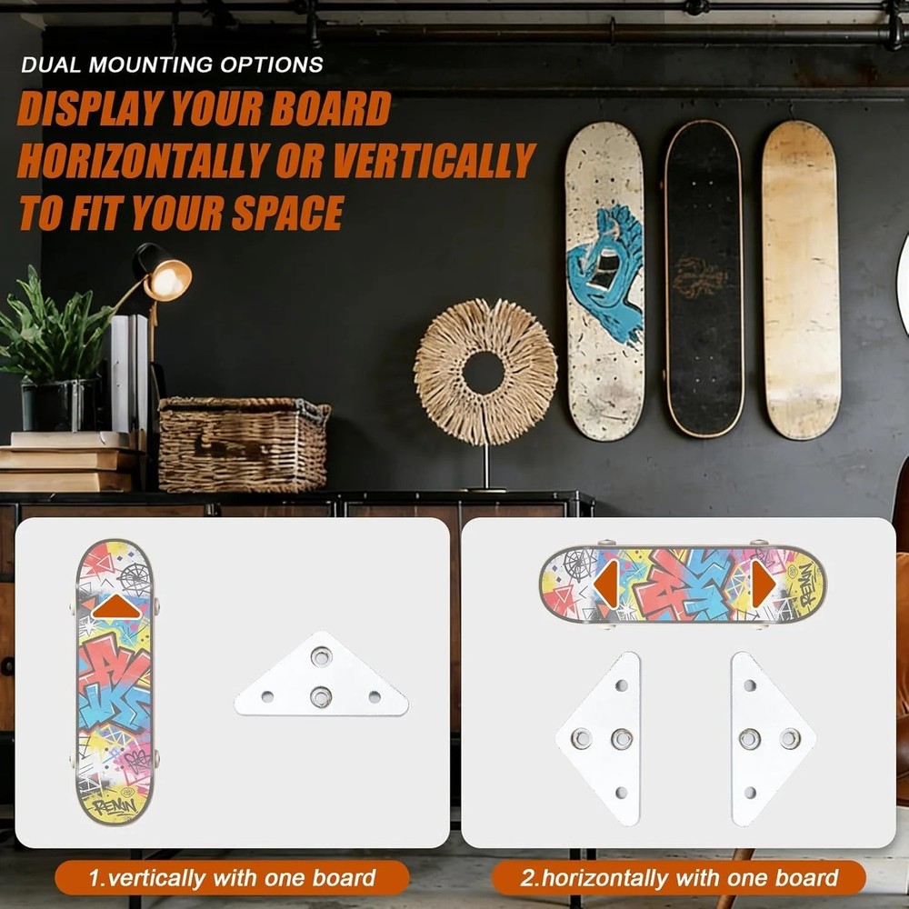 6 Pcs Skateboard Wall Mount Display,Aluminum Skate Board 1, Triangle type