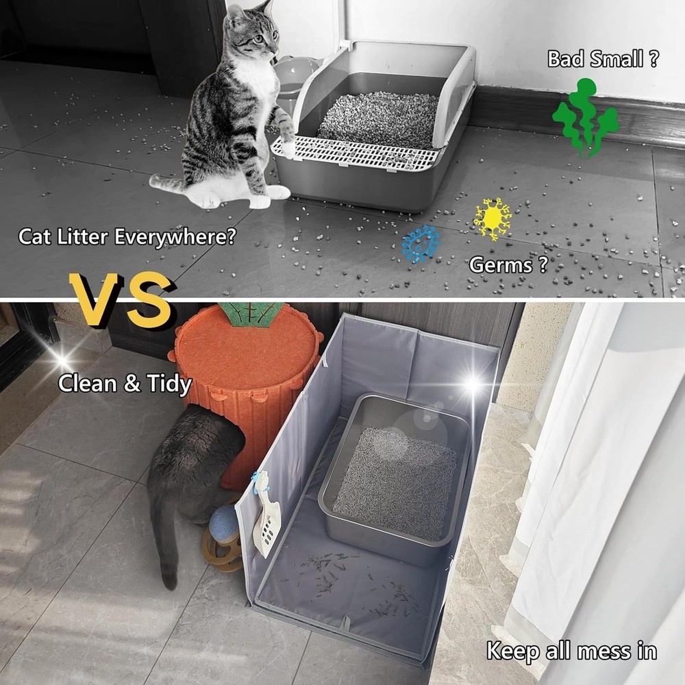 Extra-Large Cat Litter Box Enclosure with Leak-Proof Mat