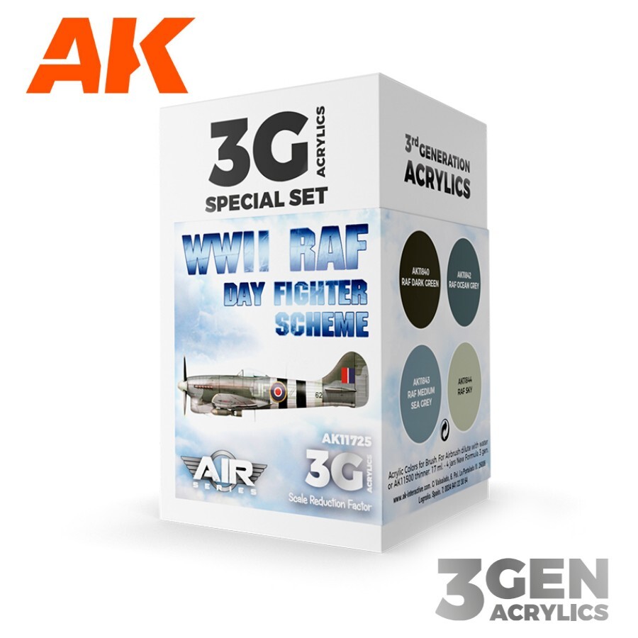 AK Interactive: WWII RAF Day Fighter Scheme - Acrylic Paint Set - AK11725