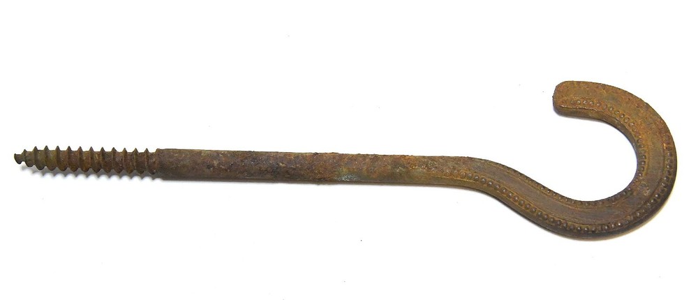 VINTAGE CAST IRON CEILING HOOK WITH SMALL DETAIL DECORATION