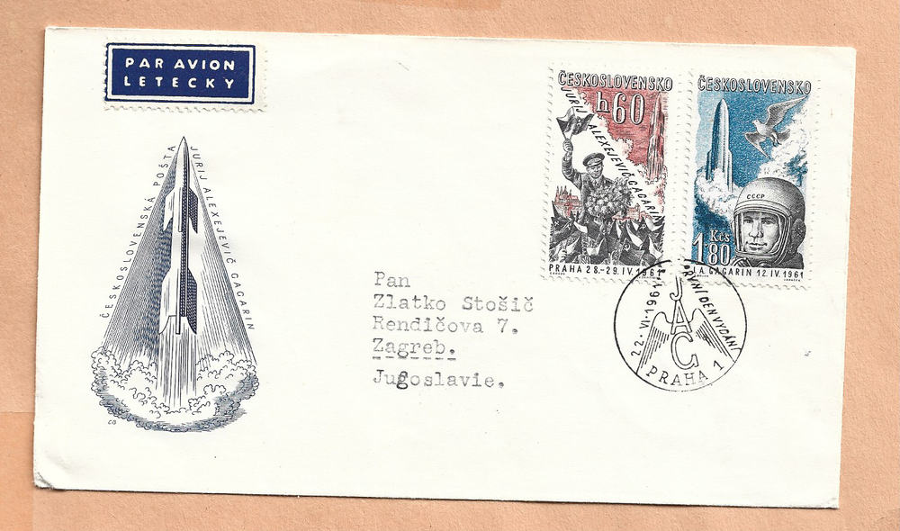 CZECHOSLOVAKIA SPACE COVER 1961 GAGARIN