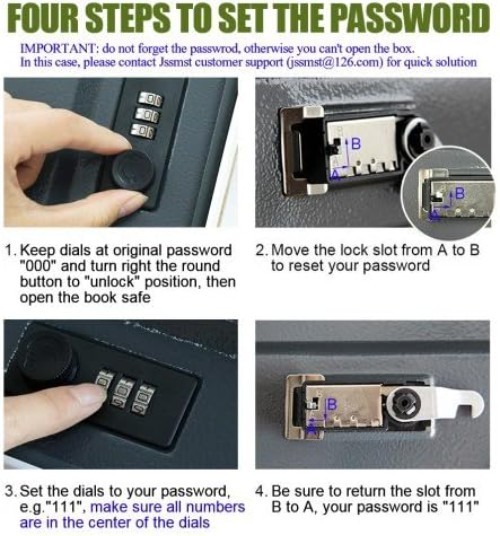 Book Safe Metal Lock Box Small Combination Lock Home Storage Security