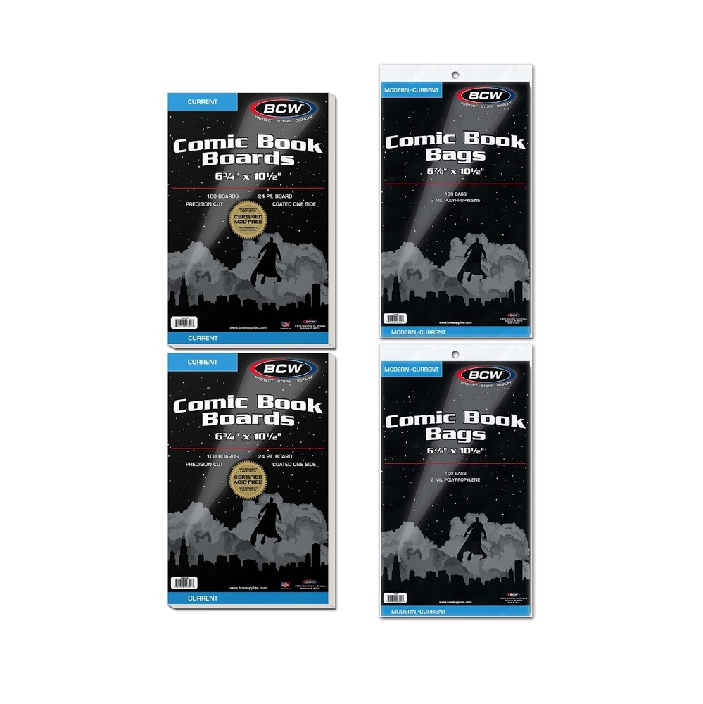 200 Pack Comic Book Bags & Boards - Archival Grade Sleeves for Current Comics