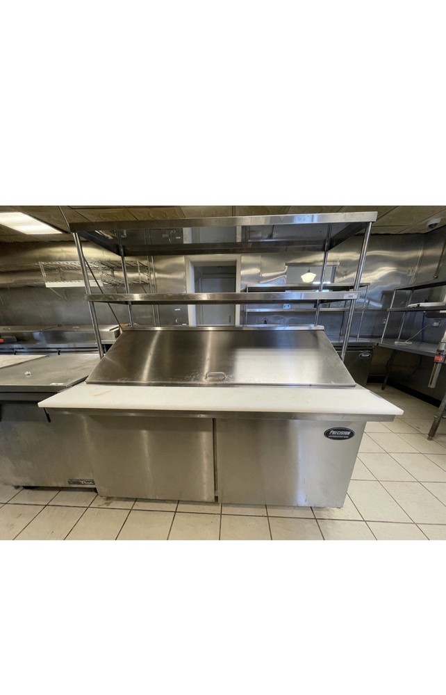 Precision Megatop Sandwich Prep Refrigerator on Casters With Overshelf