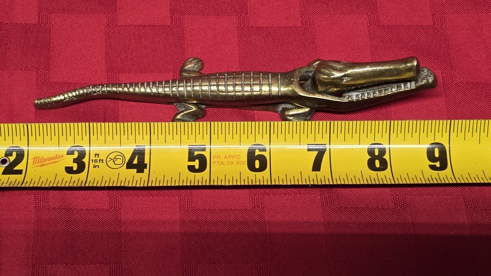 Vintage Brass Alligator Nutcracker Figural Crocodile Nut Cracker 7"