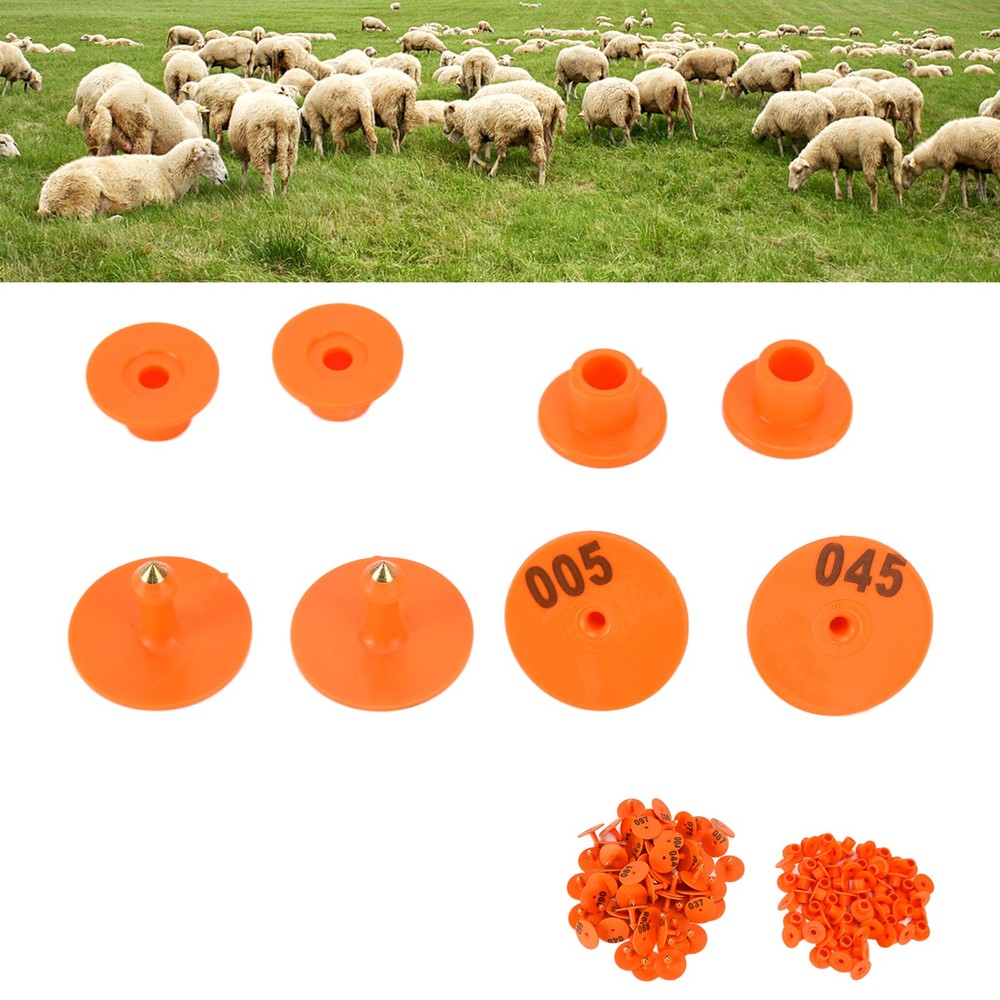 (Orange)Cattle Numbered Ear Tag Convenient Identification Dog Marker Label With