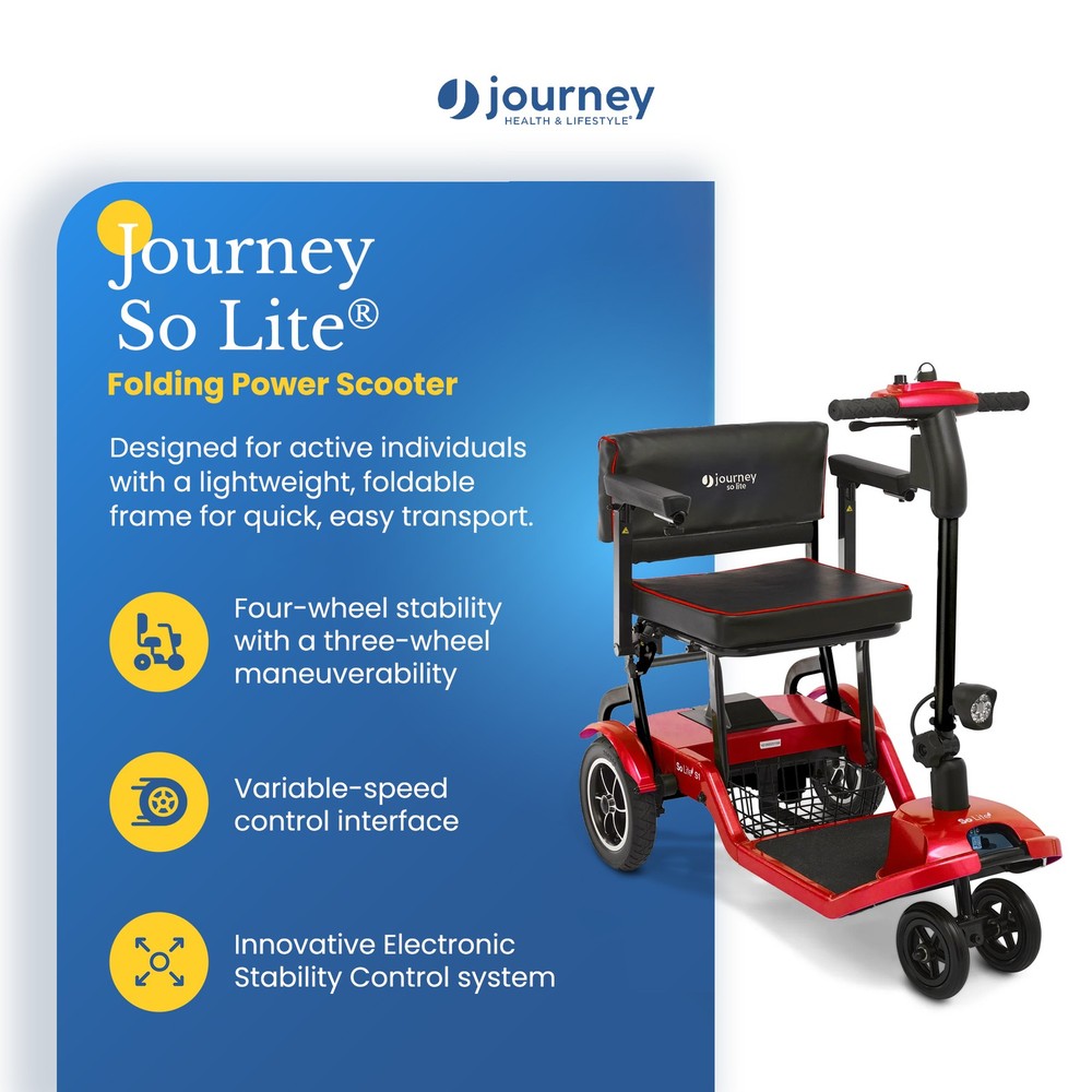 Journey So Lite Folding Power Scooter, Lightweight, 5 mph Max Adjustable Speed