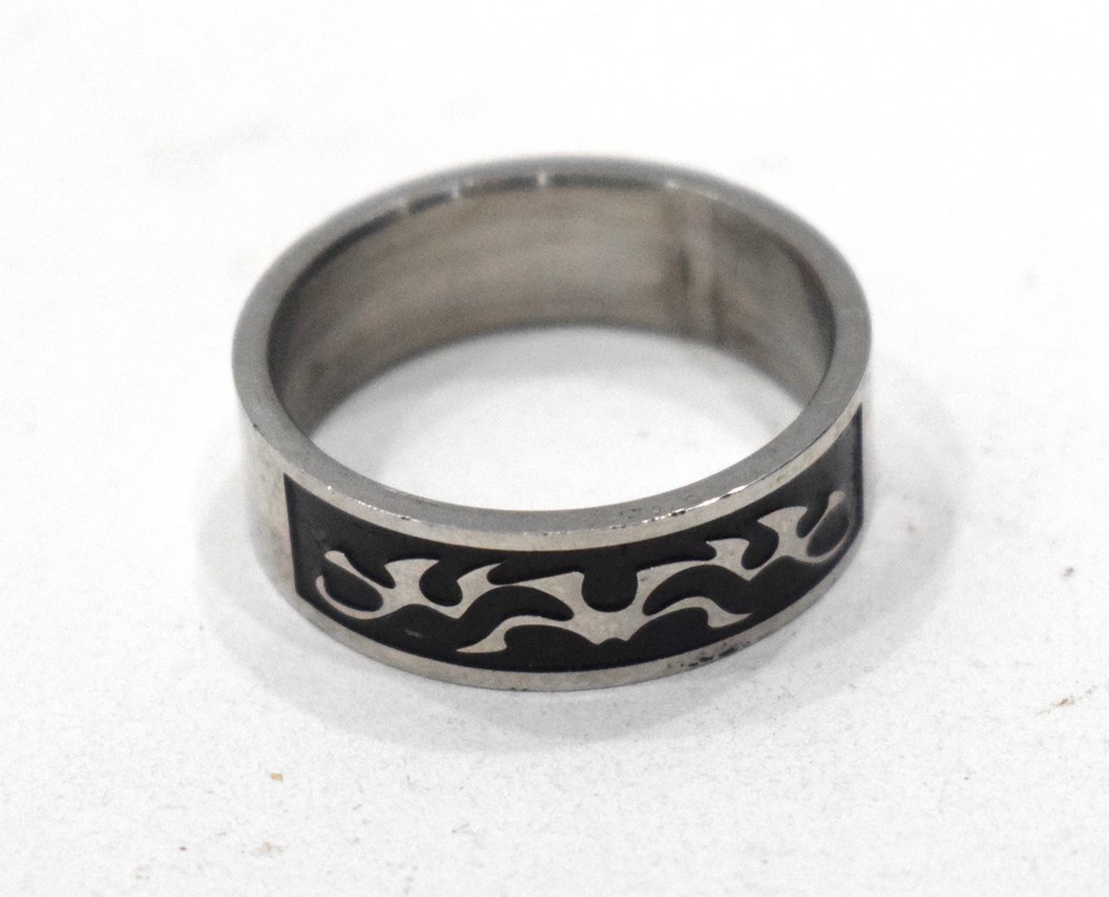 Ring Stainless Steel Etched Band Ring