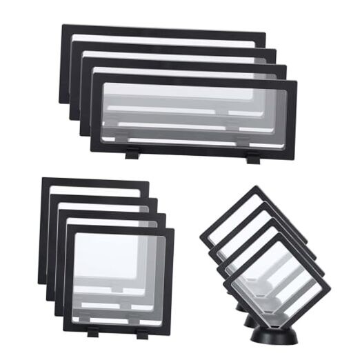 12 Pcs 3D Floating Frame Display Case, Challenge Coin Display Stand Holder