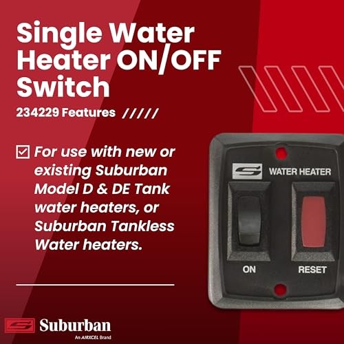 Single Water Heater ON/OFF Wall Switch - RV Interior Wall Mount On/Off Black