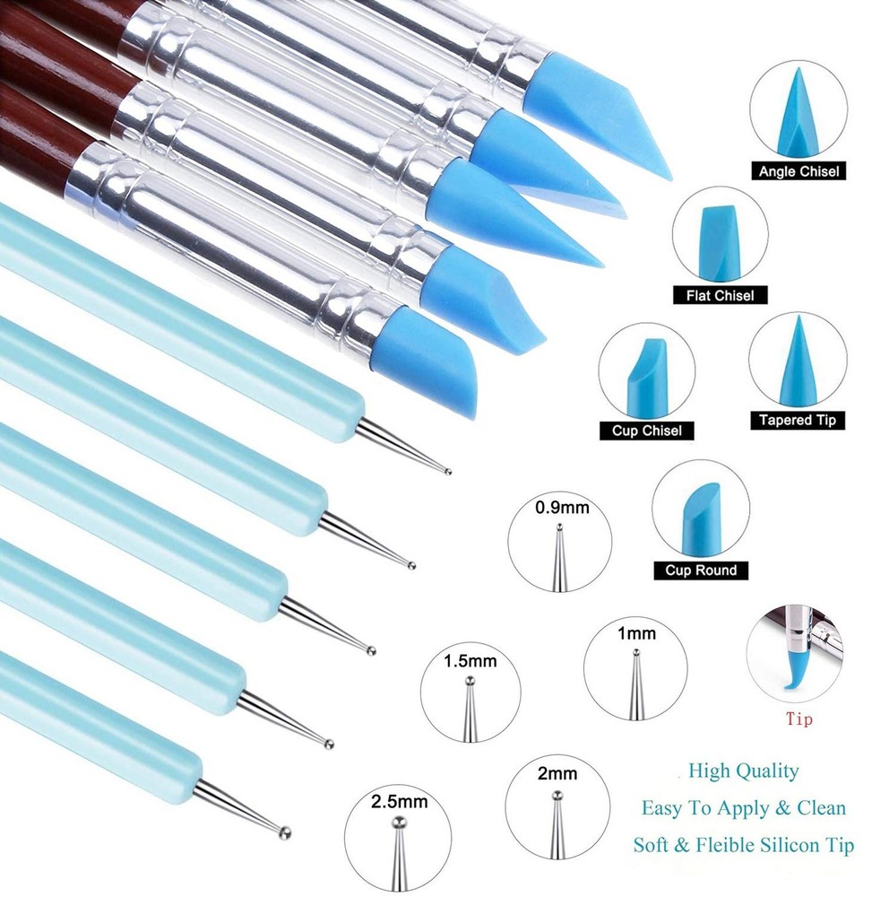 Silicone Clay Sculpting Tool - 10Pcs Modeling Dotting Tool for Pottery Craft,...