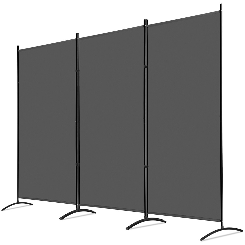 3 Panel Room Divider 6 FT Tall Folding Privacy Screens Partition Separator Gray