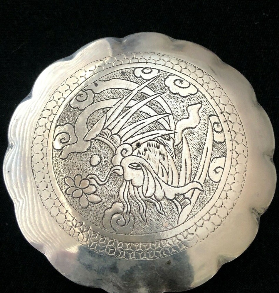 Vintage Sterling Silver Chinese Powder Compact Case
