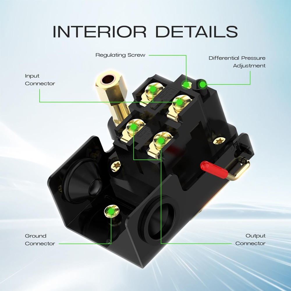 Air Compressor Pressure Switch, cnaodun 90-125 PSI 26A Switch...