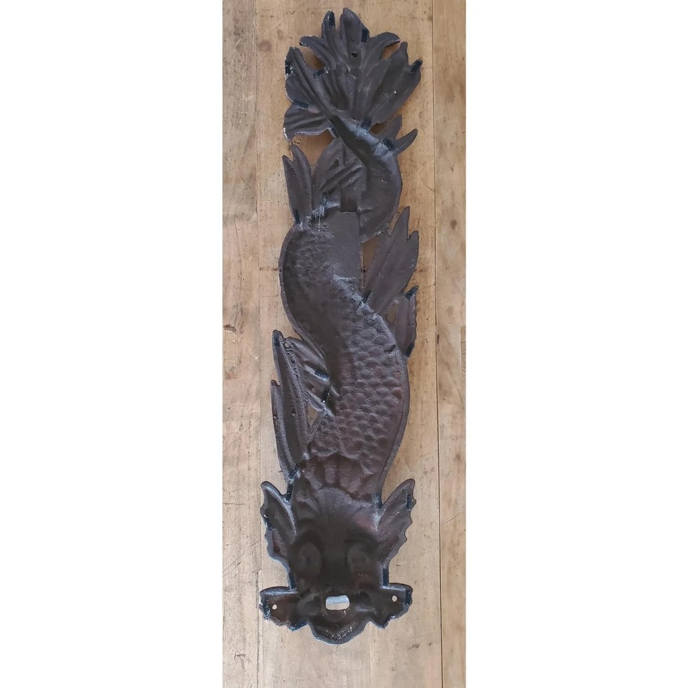 Dolphin Plaque Fish Down Spout, Large Cast Iron , 19th Century