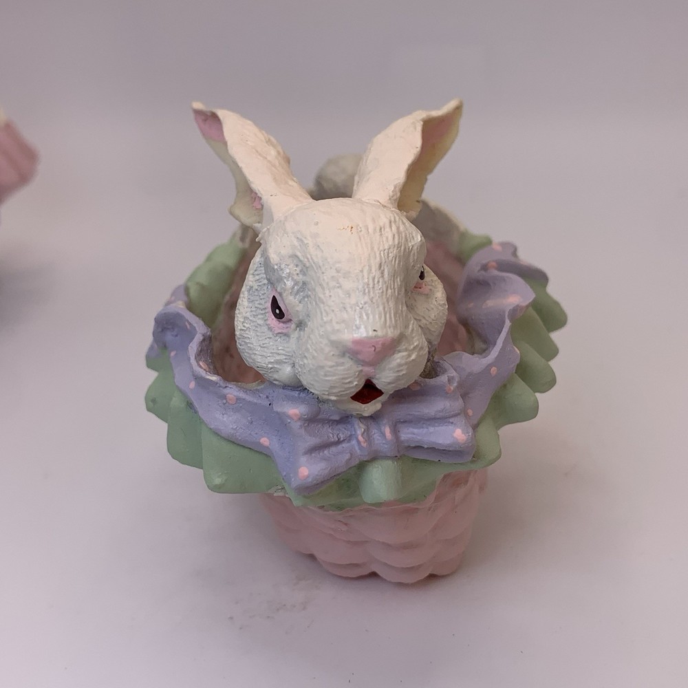 Resin Easter Bunny Rabbits Candy Trinkets Holder 4”