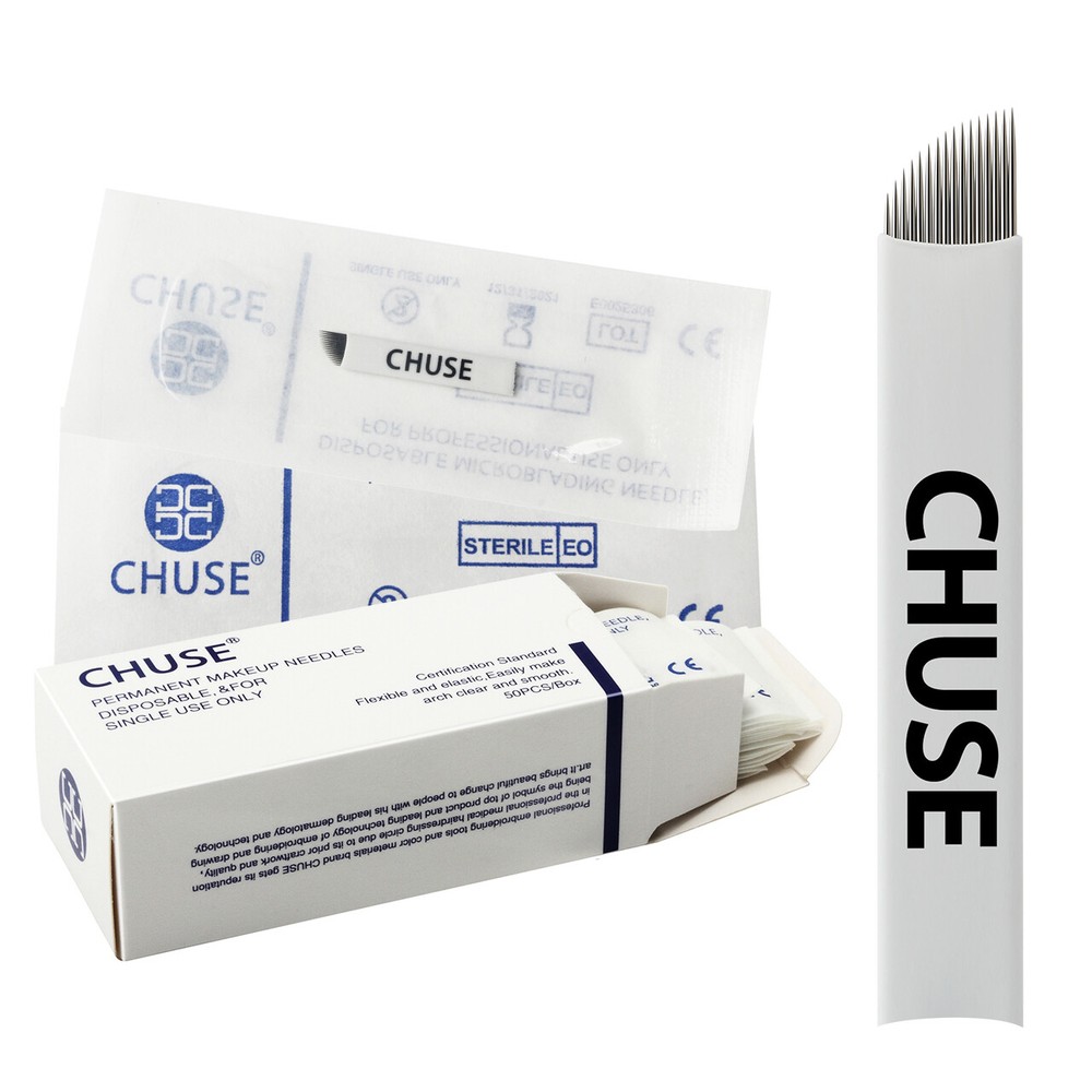 CHUSE 50pc Microblading Needle Permanent Makeup Eyebrow Manual Tattoo Blade 7-21