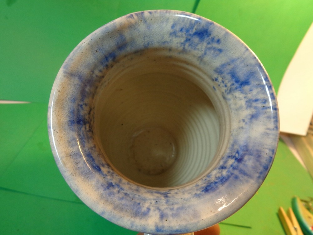 Studio Pottery 8 1/2" Pitcher, Bird Pattern, Signed (Used/EUC)