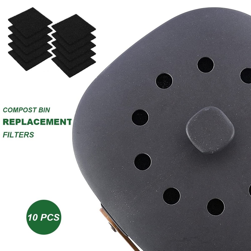 Nlornlaw 10 Pack Square Compost Bin Filters Spare Activated Carbon Filter Sheets